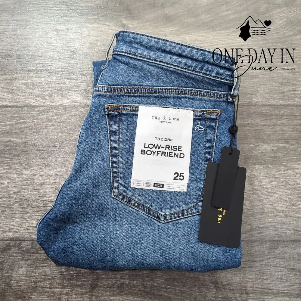 Rag & Bone The Dre Low Rise Slim Boyfriend Jeans Julienne NWT Size 0 (25)